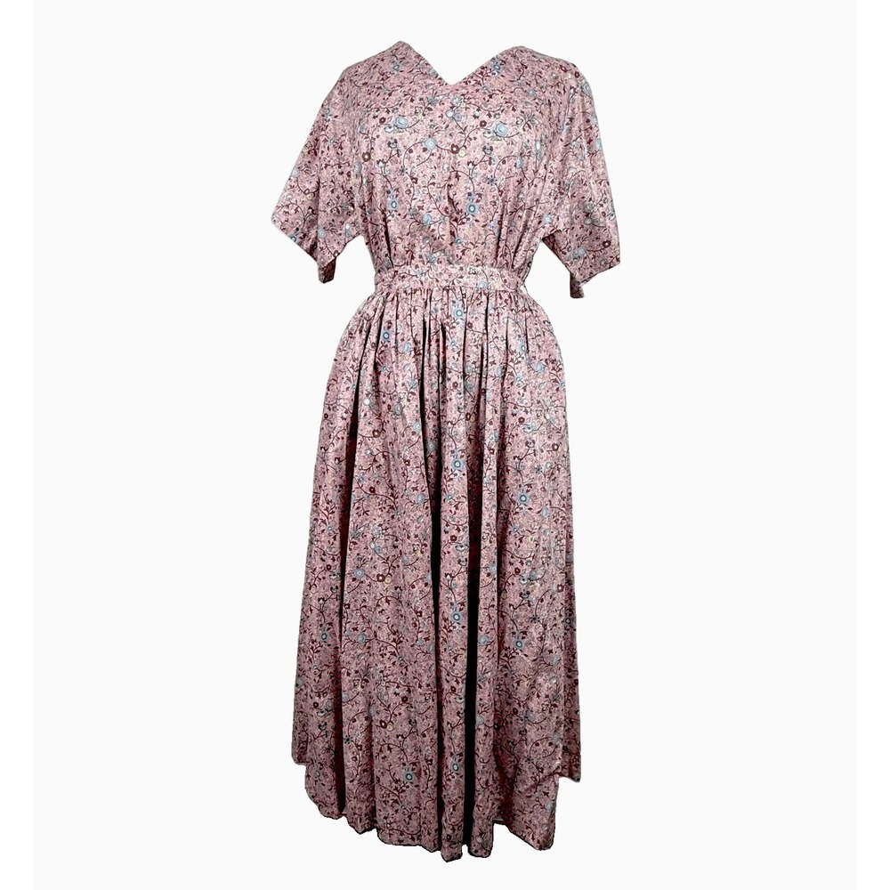 Vtg Ralph Lauren Skirt Set Womens 8 Pink Floral Cotton Prairie Boho Cottage
